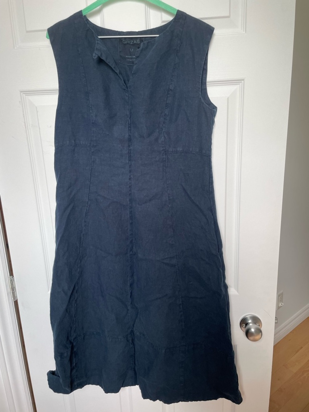 Grizas Washed Linen Dress in Deep Navy
